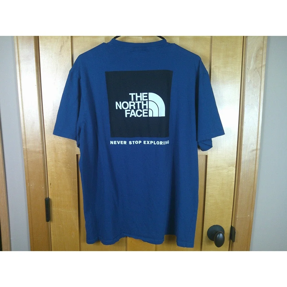 The North Face Men's Blue Design Box Logo Graphic T-Shirt XL Cotton